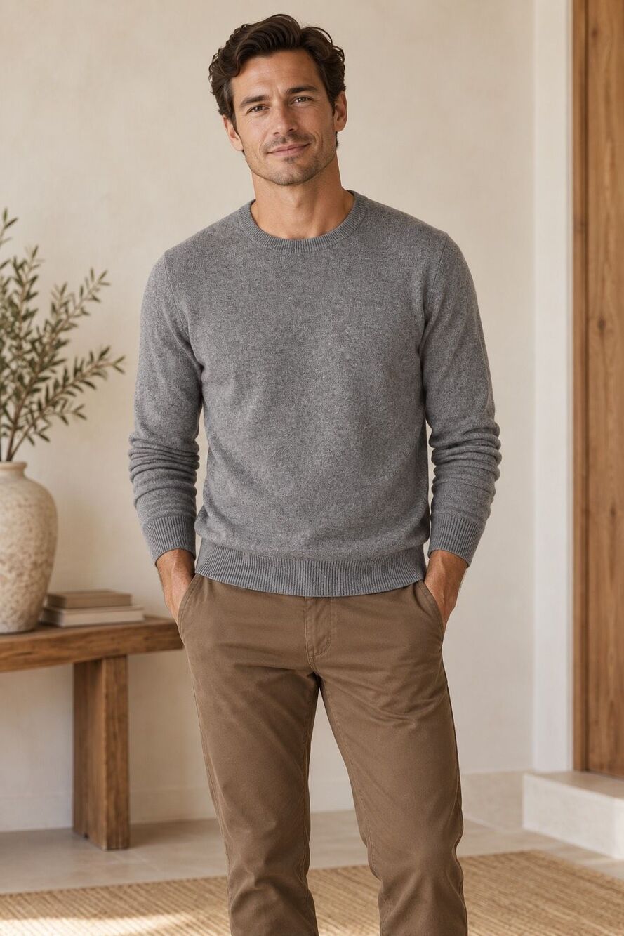 J crew Mens cashmere crewneck heather gray sweater , Sm $158 E14